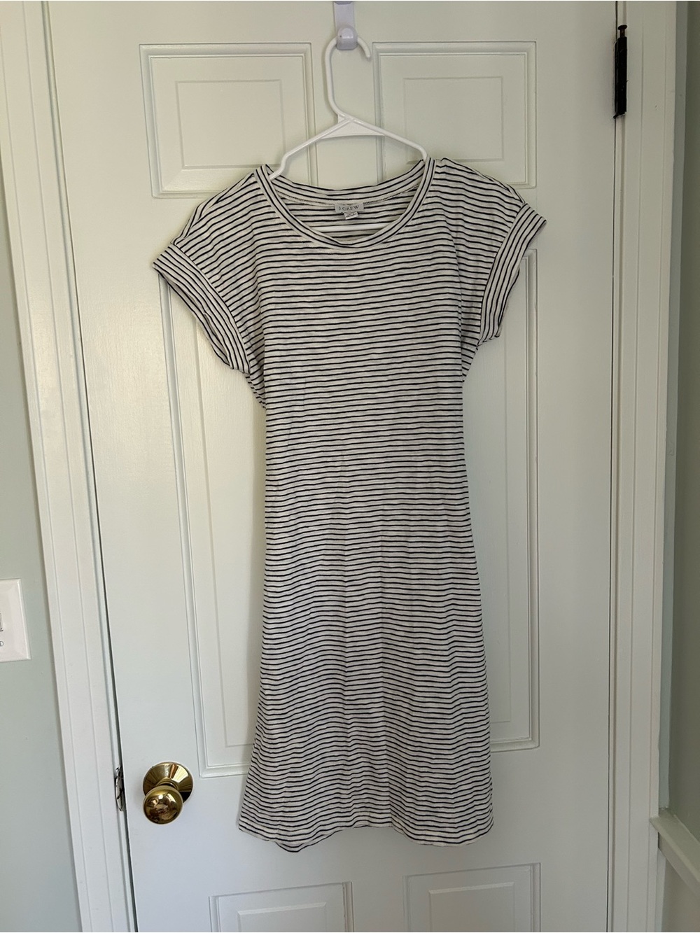 J. Crew Black & White Striped Midi Tee Dress
